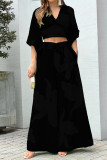 Elegant Print Frenulum V Neck Half Sleeve Two Pieces