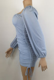 Work Solid Solid Color Square Collar One Step Skirt Dresses
