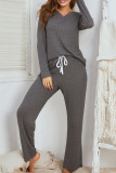 Casual Living Simplicity Solid Solid Color V Neck Long Sleeve Two Pieces