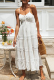Sexy Simplicity Solid Patchwork V Neck Sling Dress Dresses