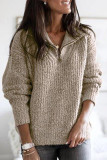 Casual Solid Zipper Zipper Collar Tops