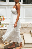 Sexy Simplicity Solid Patchwork V Neck Sling Dress Dresses