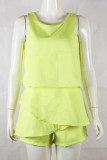 Casual Solid O Neck Loose Rompers