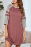 Casual Living Simplicity Patchwork Contrast O Neck T-shirt Dress Dresses