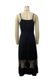 Sexy Elegant Solid Patchwork V Neck Sling Dress Dresses