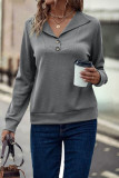 Casual Simplicity Solid Buttons Turndown Collar Tops