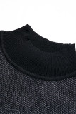 Casual Striped Patchwork Half A Turtleneck Tops