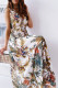 Sexy Elegant Print V Neck Waist Skirt Dresses
