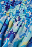 Sweet Print Frenulum Printing Halter A Line Dresses