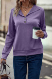 Casual Simplicity Solid Buttons Turndown Collar Tops