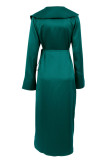 Work Elegant Solid Frenulum Solid Color Turn-back Collar A Line Dresses