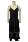 Sexy Elegant Solid Patchwork V Neck Sling Dress Dresses