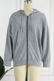 Casual Simplicity Solid Patchwork Zipper Hooded Collar Tops