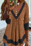 Casual Solid Contrast U Neck Tops