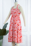 Sweet Print Frenulum Printing Halter A Line Dresses
