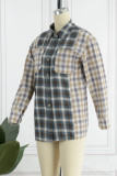 Casual Plaid Patchwork Turndown Collar Tops