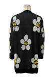 Casual Print Cardigan Collar Tops