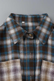 Casual Plaid Patchwork Turndown Collar Tops