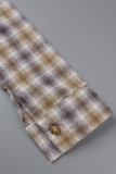 Casual Plaid Patchwork Turndown Collar Tops