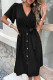 Elegant Simplicity Solid Frenulum Buckle V Neck A Line Dresses