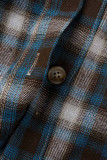 Casual Plaid Patchwork Turndown Collar Tops