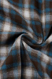 Casual Plaid Patchwork Turndown Collar Tops