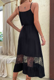 Sexy Elegant Solid Patchwork V Neck Sling Dress Dresses