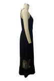 Sexy Elegant Solid Patchwork V Neck Sling Dress Dresses