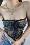 Celebrities College Patchwork Lace Embroidered Bandage Tops