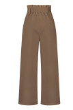Work Simplicity Solid With Belt Loose High Waist Straight Solid Color Bottoms