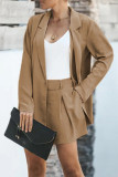 Casual Simplicity Solid Turndown Collar Long Sleeve Two Pieces