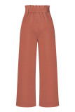 Work Simplicity Solid With Belt Loose High Waist Straight Solid Color Bottoms