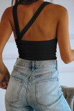 Street Simplicity Solid Solid Color O Neck Tops