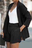 Casual Simplicity Solid Turndown Collar Long Sleeve Two Pieces