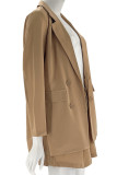 Casual Simplicity Solid Turndown Collar Long Sleeve Two Pieces