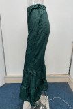 Elegant Printing Loose Mid Waist Wide Leg Full Print Bottoms