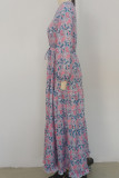 Sweet Elegant Print V Neck A Line Dresses