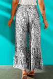 Elegant Printing Loose Mid Waist Wide Leg Full Print Bottoms