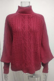 Sweet Elegant Solid Solid Color Turtleneck Tops