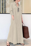 Casual Simplicity Solid Solid Color Turndown Collar Shirt Dress Dresses