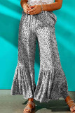 Elegant Printing Loose Mid Waist Wide Leg Full Print Bottoms