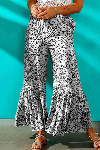 Elegant Printing Loose Mid Waist Wide Leg Full Print Bottoms