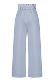 Work Simplicity Solid With Belt Loose High Waist Straight Solid Color Bottoms