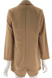 Casual Simplicity Solid Turndown Collar Long Sleeve Two Pieces