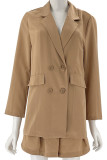 Casual Simplicity Solid Turndown Collar Long Sleeve Two Pieces