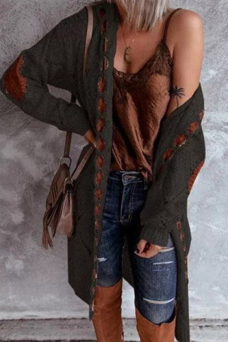 Casual Solid Patchwork Cardigan Collar Tops