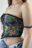 Celebrities College Patchwork Lace Embroidered Bandage Tops