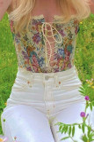 Celebrities College Patchwork Lace Embroidered Bandage Tops