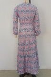Sweet Elegant Print V Neck A Line Dresses