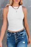 Street Simplicity Solid Solid Color O Neck Tops
